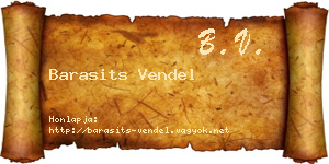 Barasits Vendel névjegykártya